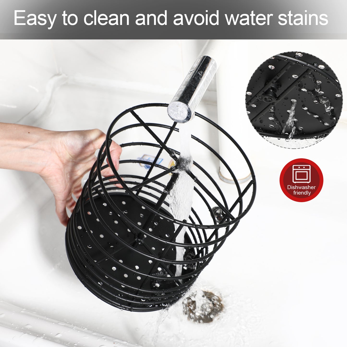 Koluti 360° Rotating Black Kitchen Utensil Holder (7.19" x 7")