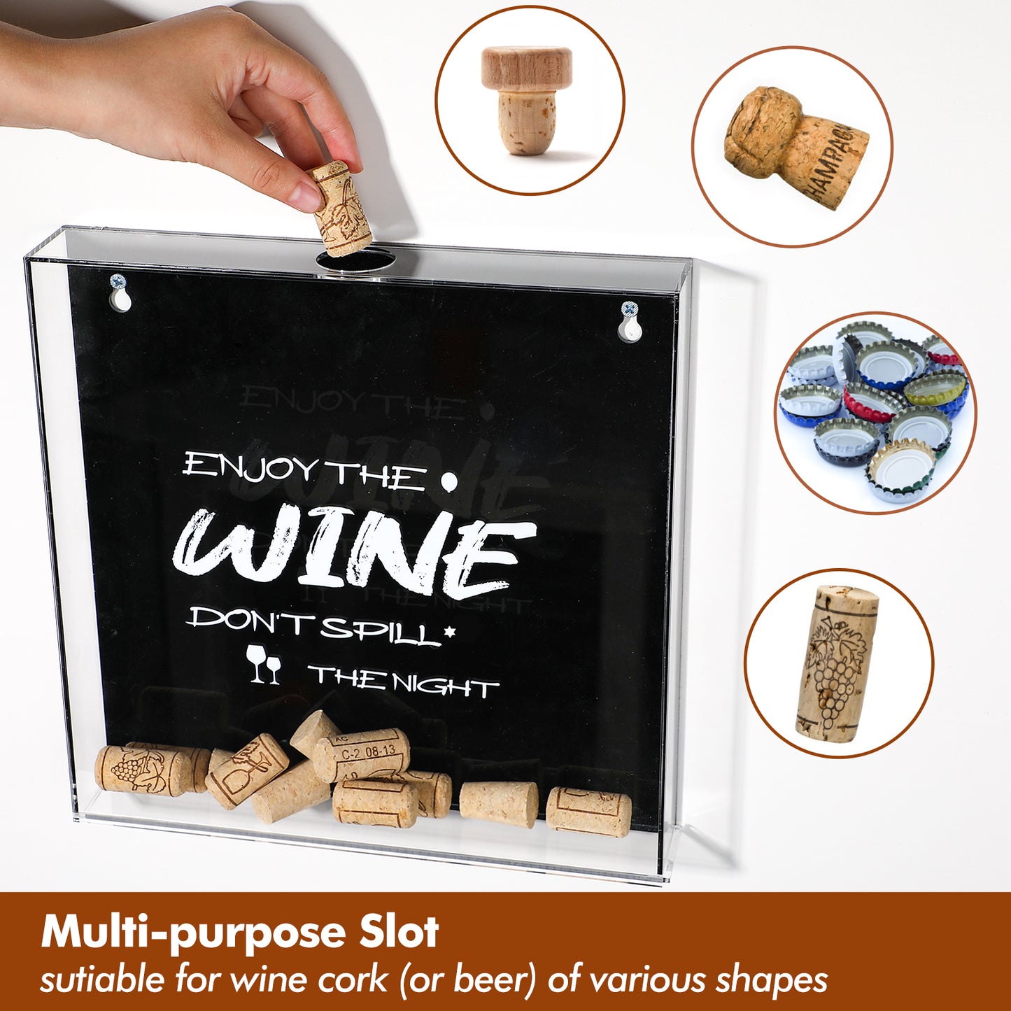 Koluti Wall Mounted Shadow Box Frame Beer Cap Wine Cork Holder Display (11.5"x11.5")