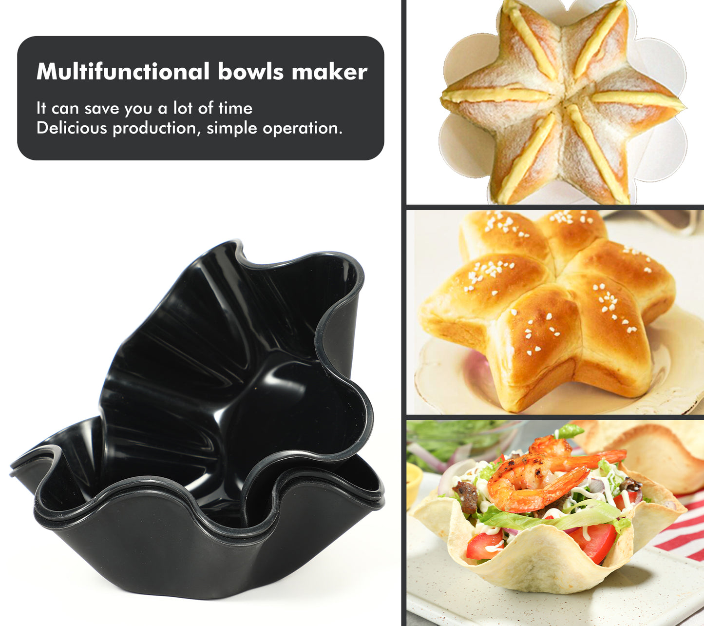 Koluti Silicone Non Stick Taco Bowl Baking Mold (Set of 3 Pack)