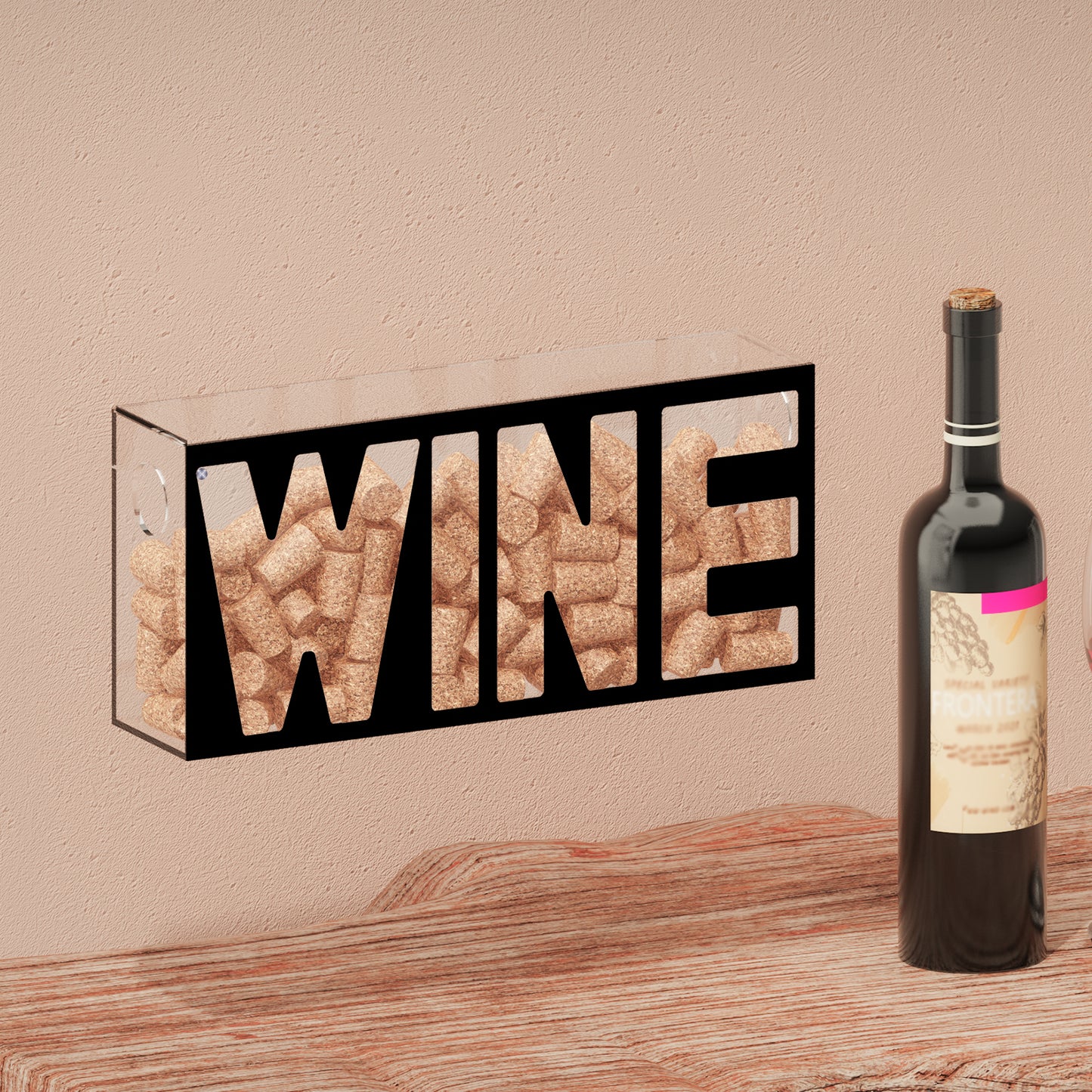 Koluti Acrylic Wall Mounted Shadow Box Frame Wine Cork Holder (13 x 6 inch)