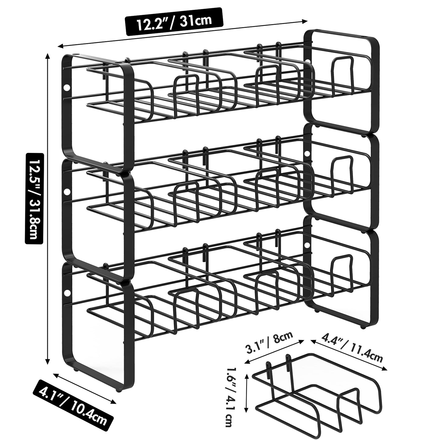 Koluti Stackable Stand and Wall Mounted Tea Bag Organizer with Removable Tray Basket