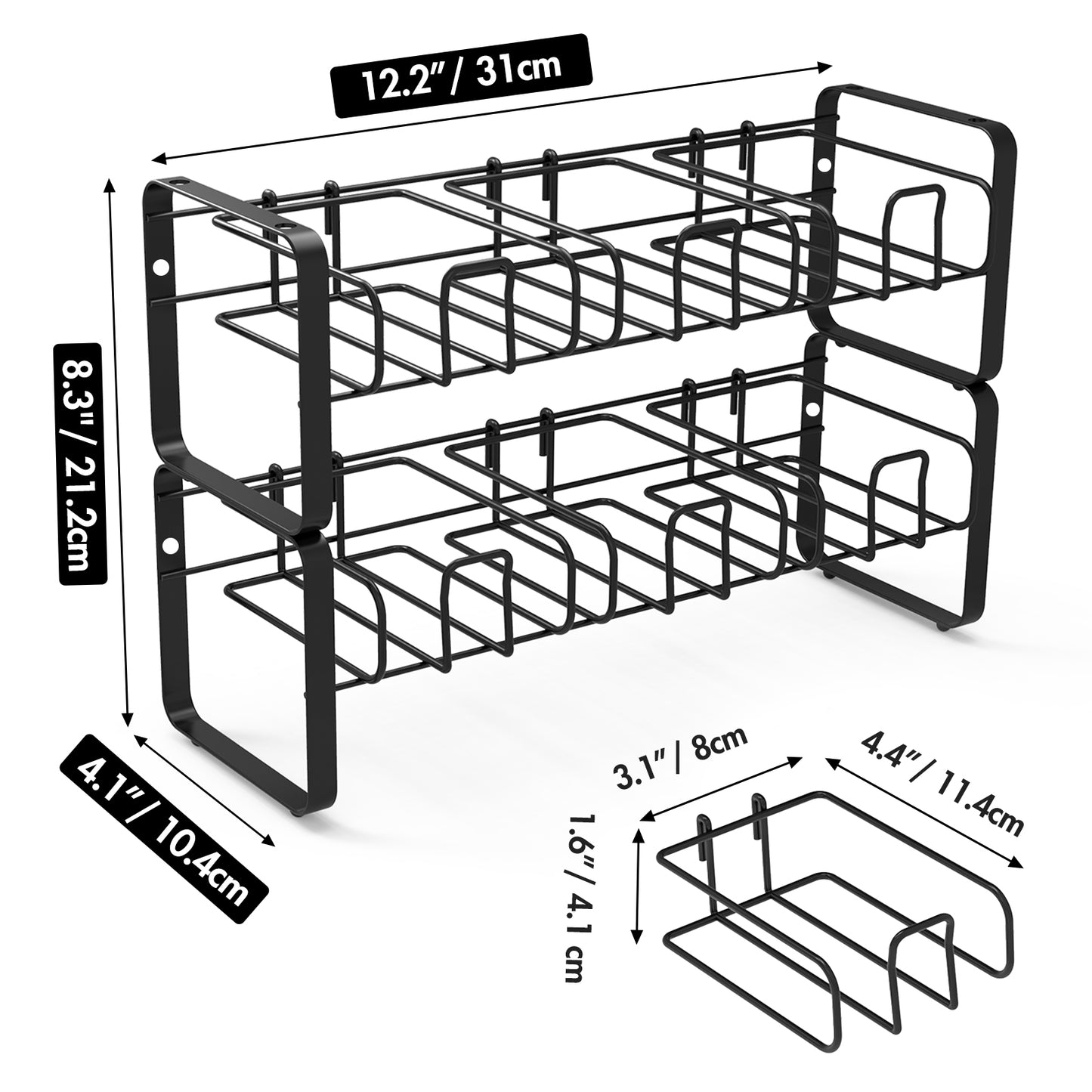 Koluti Stackable Wall-mounted Stand Tea Bag Holder Organizer with Removable Tray Basket