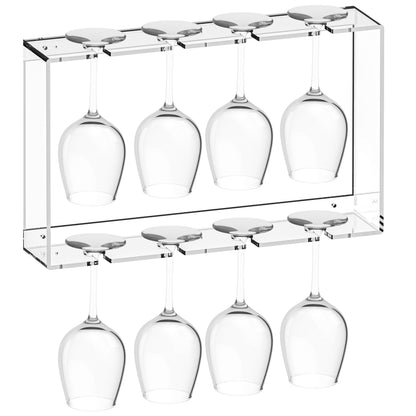 Koluti 2-Tier 8 Glassware Acrylic Wall Mounted Wine Glass Rack